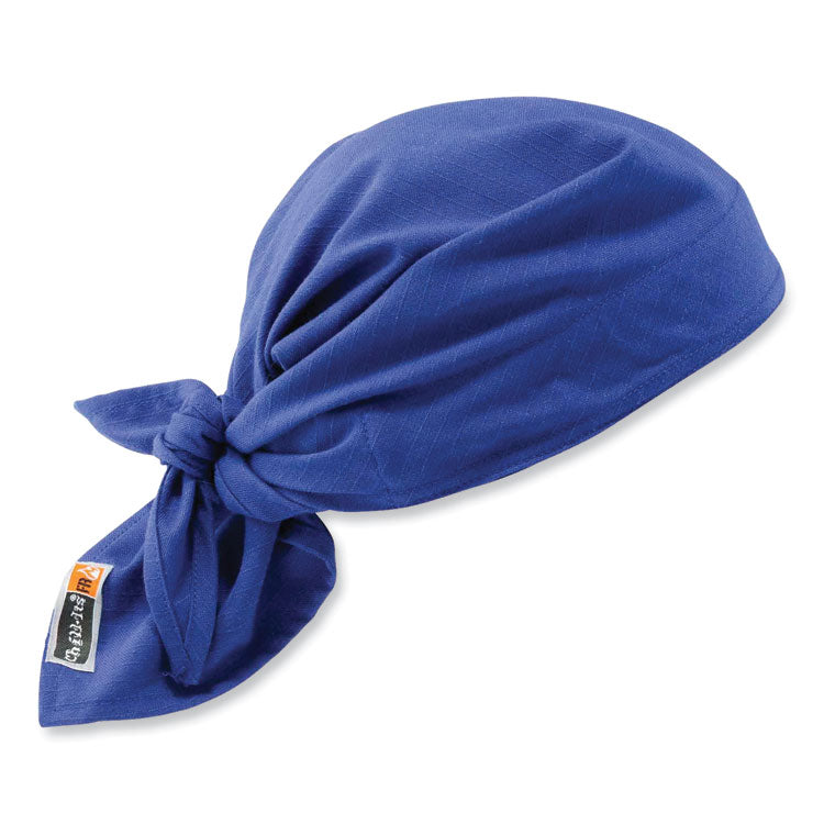 Chill-Its 6710FR Fire Resistant Cooling Tie Bandana Triangle Hat, Modacrylic Cotton/Polymers, One Size Fits Most, Blue