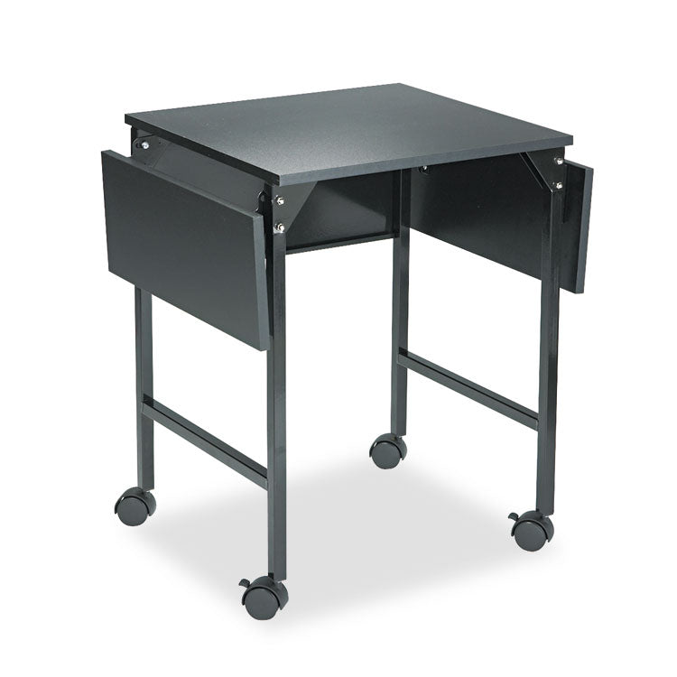Mobile Machine Stand with Drop Leaves, Metal, 1 Shelf, 20" to 36" x 18" x 26.75", Black