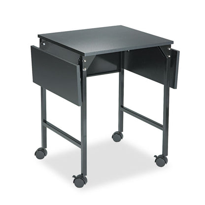 Mobile Machine Stand with Drop Leaves, Metal, 1 Shelf, 20" to 36" x 18" x 26.75", Black