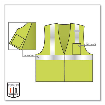 GloWear 8210Z Class 2 Economy Mesh Vest, Polyester, Lime, Small/Medium