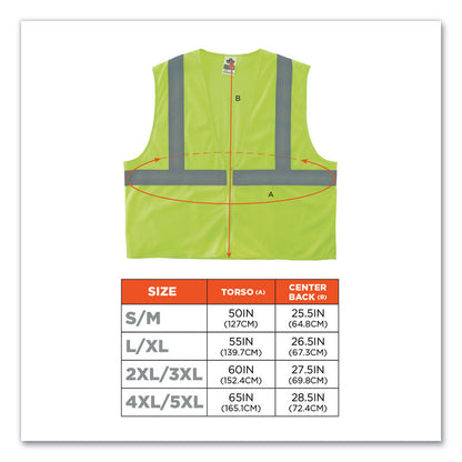 GloWear 8205Z Class 2 Super Economy Mesh Vest, Polyester, Lime, 4X-Large/5X-Large