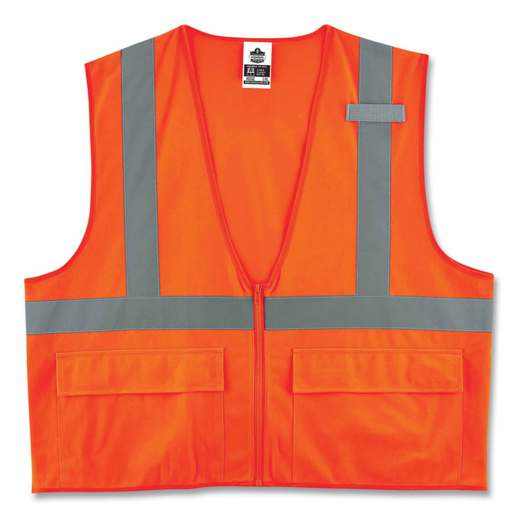 GloWear 8225Z Class 2 Standard Solid Vest, Polyester, Orange, Large/X-Large