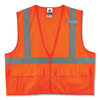 GloWear 8225Z Class 2 Standard Solid Vest, Polyester, Orange, Large/X-Large