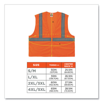 GloWear 8205Z Class 2 Super Economy Mesh Vest, Polyester, Orange, 4X-Large/5X-Large