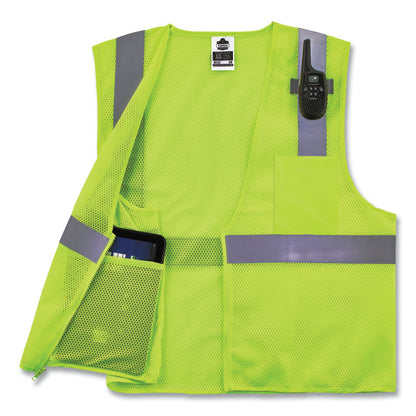 GloWear 8210Z Class 2 Economy Mesh Vest, Polyester, Lime, Small/Medium