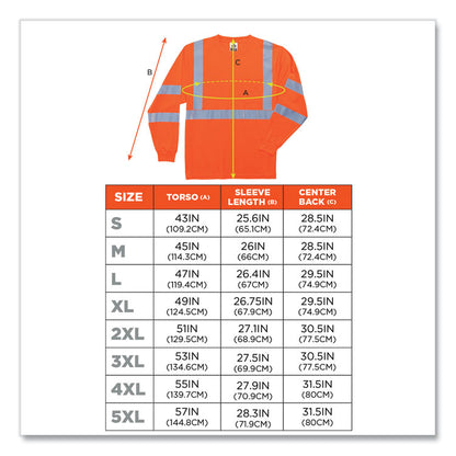GloWear 8391 Class 3 Hi-Vis Long Sleeve Shirt, Large, Orange