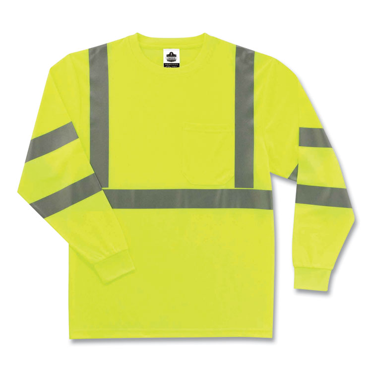 GloWear 8391 Class 3 Hi-Vis Long Sleeve Shirt, 5X-Large, Lime