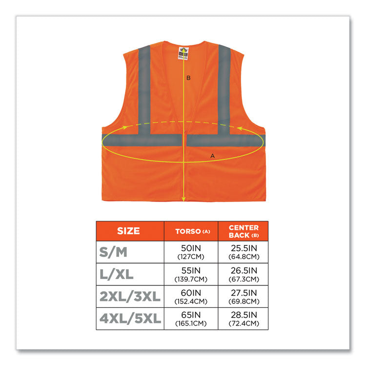 GloWear 8205Z Class 2 Super Economy Mesh Vest, Polyester, Orange, 2X-Large/3X-Large
