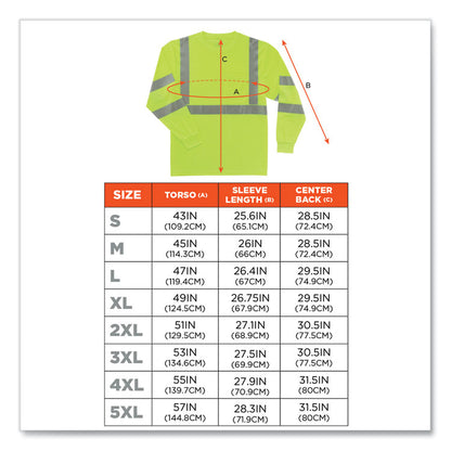 GloWear 8391 Class 3 Hi-Vis Long Sleeve Shirt, 3X-Large, Lime