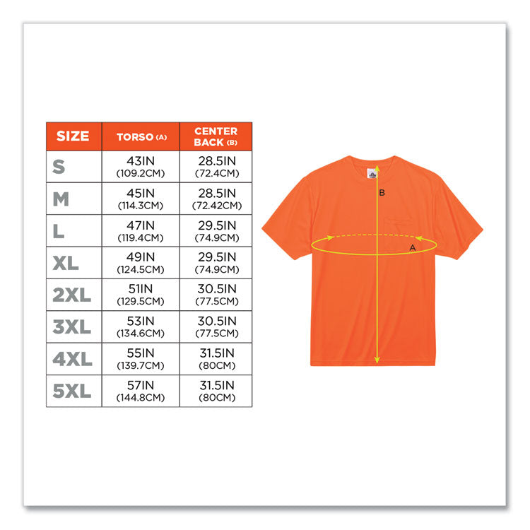 GloWear 8089 Non-Certified Hi-Vis T-Shirt, X-Large, Orange