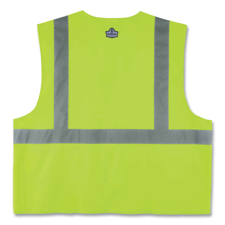 GloWear 8225HL Class 2 Standard Solid Hook and Loop Vest, Polyester, Lime, Small/Medium