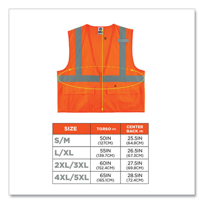 GloWear 8225Z Class 2 Standard Solid Vest, Polyester, Orange, Large/X-Large
