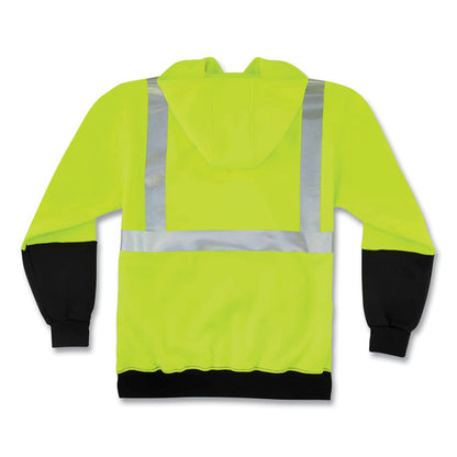 GloWear 8293 Hi-Vis Class 2 Hooded Sweatshirt Black Bottom, Large, Lime