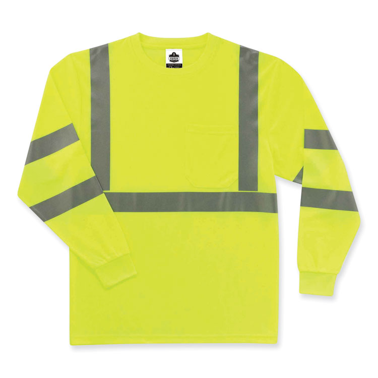 GloWear 8391 Class 3 Hi-Vis Long Sleeve Shirt, X-Large, Lime