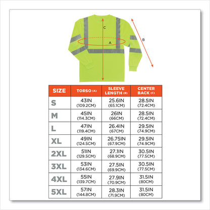 GloWear 8391 Class 3 Hi-Vis Long Sleeve Shirt, X-Large, Lime