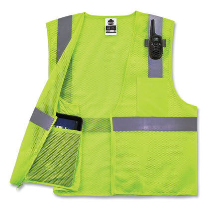 GloWear 8210Z Class 2 Economy Mesh Vest, Polyester, Lime, X-Small