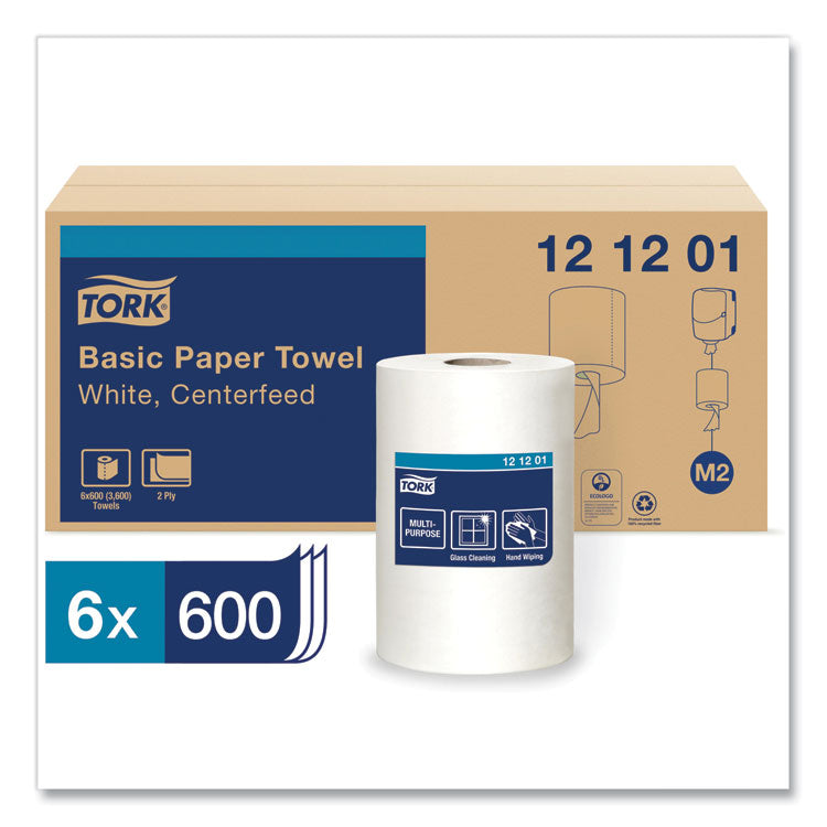 Advanced Centerfeed Hand Towel, 2-Ply, 9 x 11.8, White, 600/Roll, 6/Carton