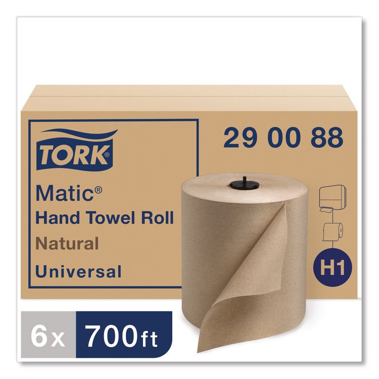Matic Hardwound Roll Towel, 1-Ply, 7.7" x 700 ft, Natural, 857/Roll, 6 Rolls/Carton