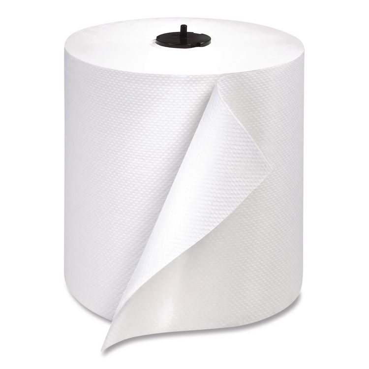 Paper Wiper Roll Towel, 1-Ply, 7.68" x 1,150 ft, White, 4 Rolls/Carton