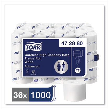 Advanced High Capacity Bath Tissue, Coreless, Septic Safe, 2-Ply, White, 1,000 Sheets/Roll, 36 Rolls/Carton