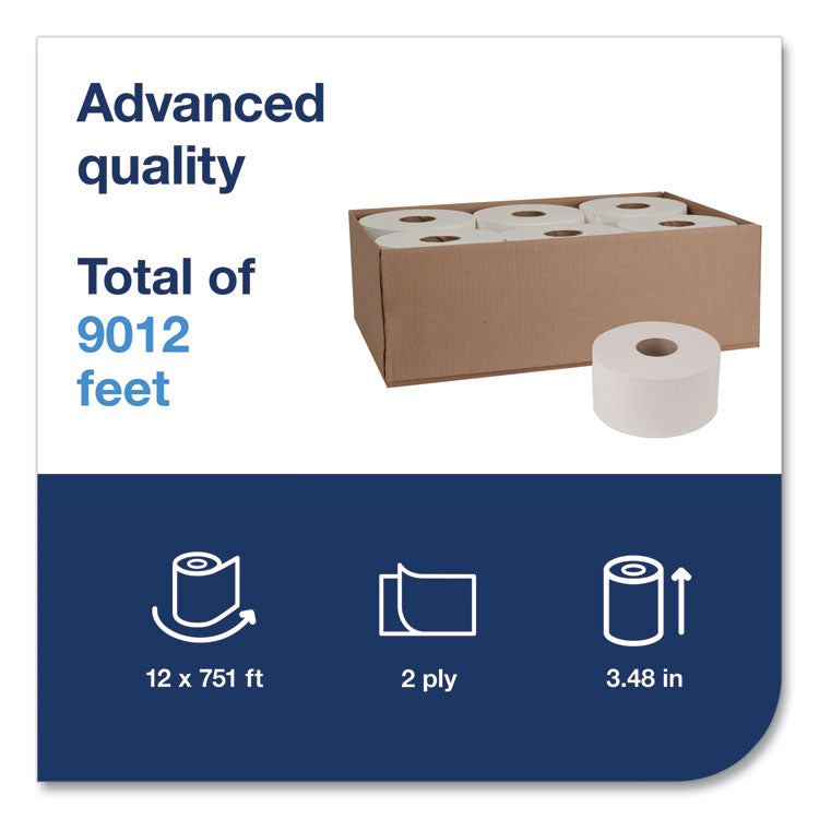 Advanced Jumbo Bath Tissue, Septic Safe, 2-Ply, 3.48" x 751 ft, White, 12 Rolls/Carton