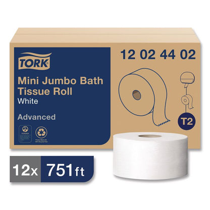 Advanced Mini-Jumbo Roll Bath Tissue, Septic Safe, 2-Ply, 3.48" x 751 ft, White, 12 Rolls/Carton