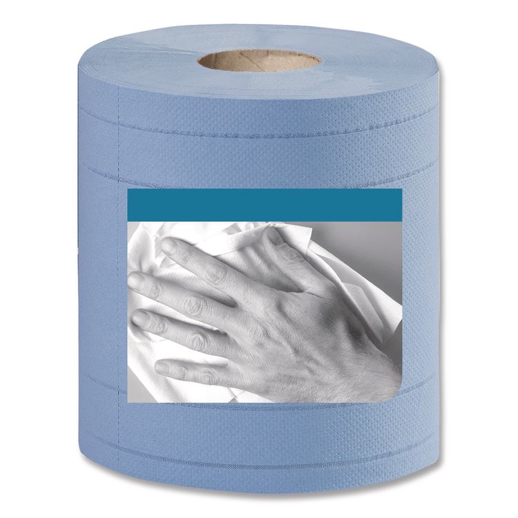 Industrial Paper Wiper, 4-Ply, 11 x 15.75, Unscented, Blue, 375 Wipes/Roll, 2 Rolls/Carton