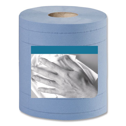 Industrial Paper Wiper, 4-Ply, 11 x 15.75, Unscented, Blue, 375 Wipes/Roll, 2 Rolls/Carton