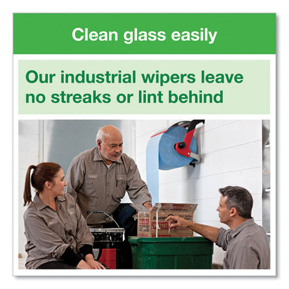 Industrial Paper Wiper, 4-Ply, 11 x 15.75, Unscented, Blue, 375 Wipes/Roll, 2 Rolls/Carton