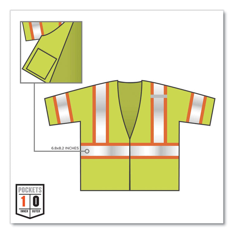 GloWear 8330Z Class 3 Two-Tone Zipper Vest, Polyester, Small/Medium, Lime