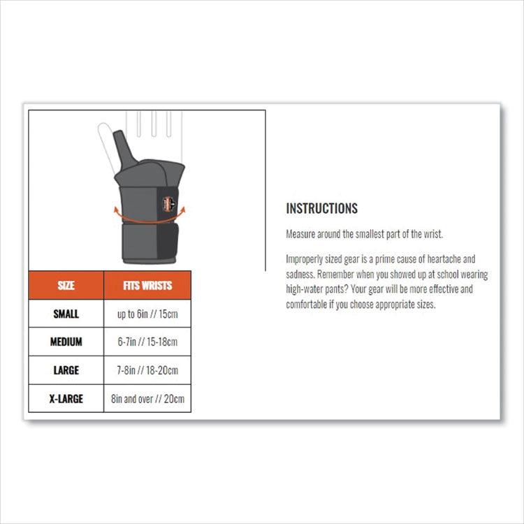 ProFlex 670 Ambidextrous Single Strap Wrist Support, X-Large, Fits Left/Right Hand, Black