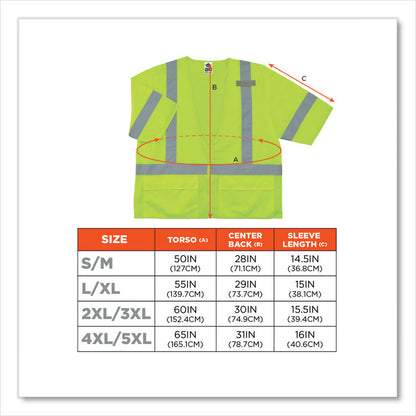 GloWear 8320Z Class 3 Standard Zipper Vest, Polyester, Small/Medium, Lime