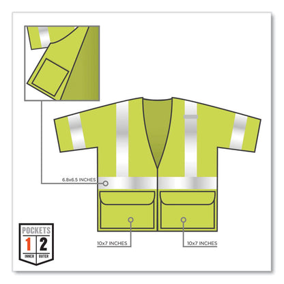 GloWear 8320Z Class 3 Standard Zipper Vest, Polyester, Small/Medium, Lime