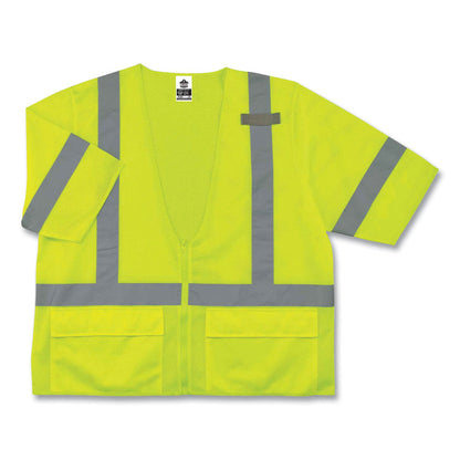 GloWear 8320Z Class 3 Standard Zipper Vest, Polyester, 2X-Large/3X-Large, Lime