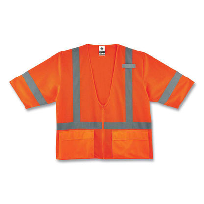 GloWear 8320Z Class 3 Standard Zipper Vest, Polyester, Small/Medium, Orange