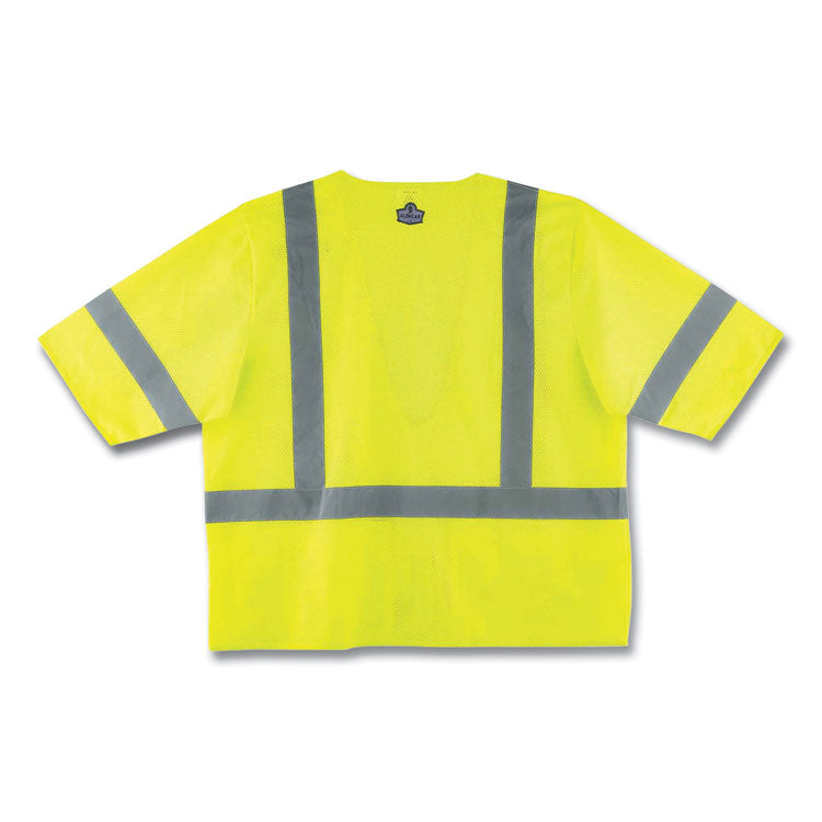 GloWear 8320Z Class 3 Standard Zipper Vest, Polyester, Large/X-Large, Lime