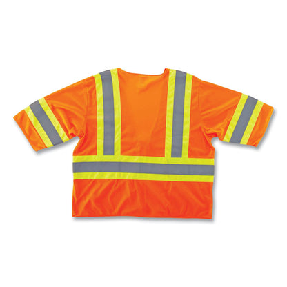 GloWear 8330Z Class 3 Two-Tone Zipper Vest, Polyester, 4X-Large/5X-Large, Orange