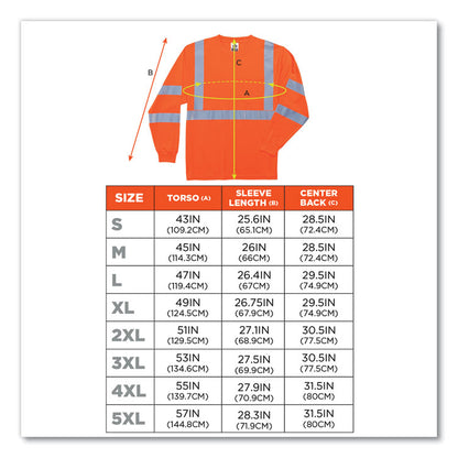 GloWear 8391 Class 3 Hi-Vis Long Sleeve Shirt, 5X-Large, Orange