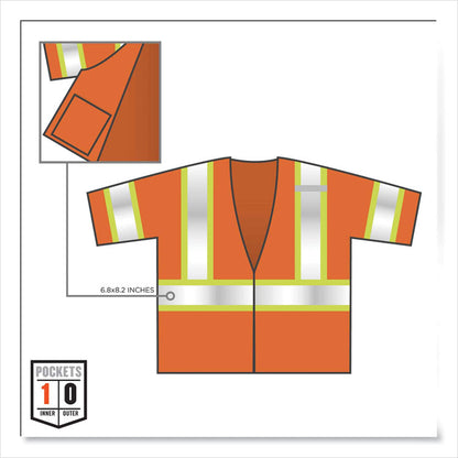 GloWear 8330Z Class 3 Two-Tone Zipper Vest, Polyester, 2X-Large/3X-Large, Orange