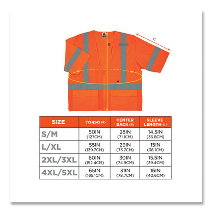 GloWear 8320Z Class 3 Standard Zipper Vest, Polyester, 2X-Large/3X-Large, Orange