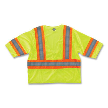 GloWear 8330Z Class 3 Two-Tone Zipper Vest, Polyester, Small/Medium, Lime