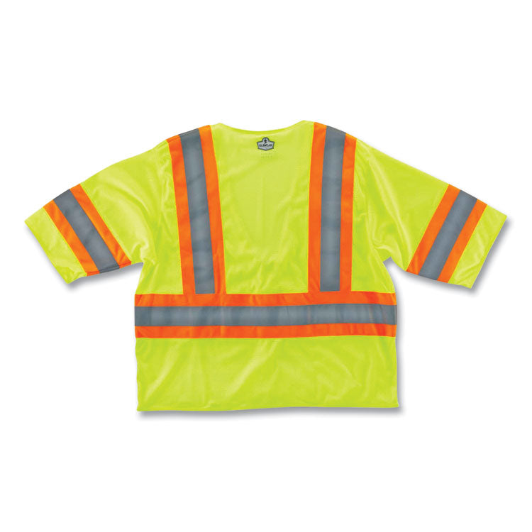 GloWear 8330Z Class 3 Two-Tone Zipper Vest, Polyester, 2X-Large/3X-Large, Lime