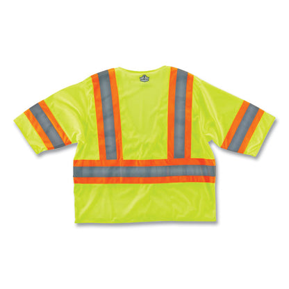GloWear 8330Z Class 3 Two-Tone Zipper Vest, Polyester, Large/X-Large, Lime