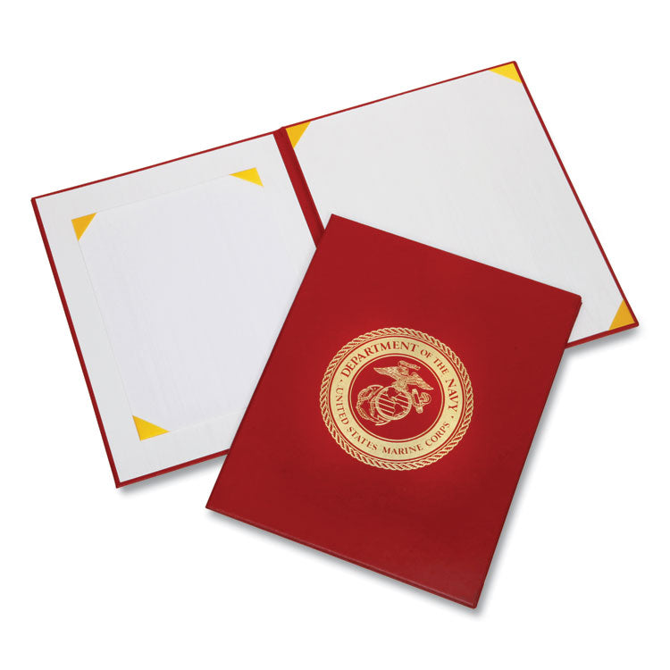 7510017011809, SKILCRAFT Awards Certificate Binder, USMC Seal, 14.5 x 11.5, Red/Gold