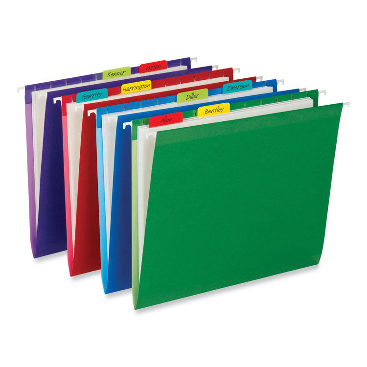 1" Plain Solid Color Tabs, 1/5-Cut, Assorted Colors, 1" Wide, 66/Pack