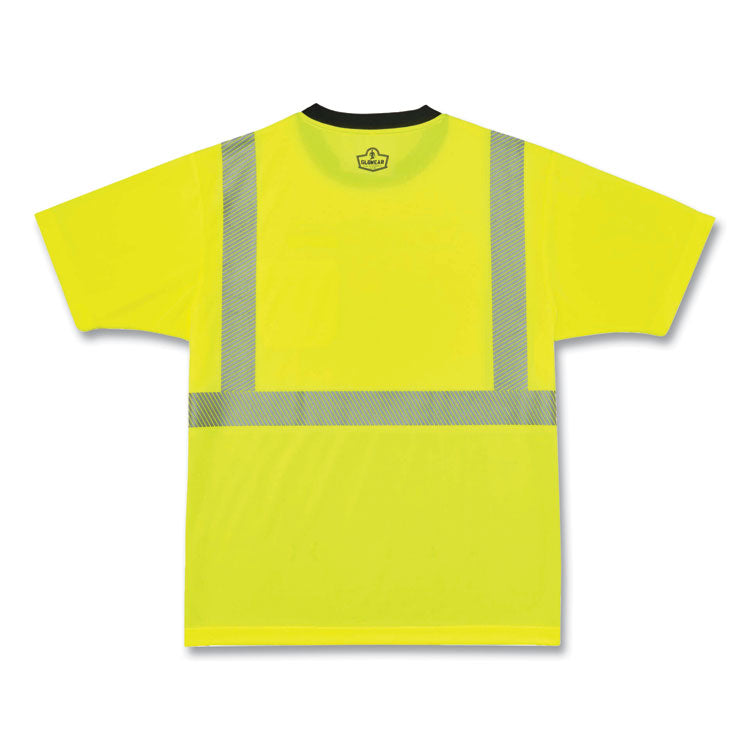 GloWear 8280BK Class 2 Performance T-Shirt with Black Bottom, Small, Lime