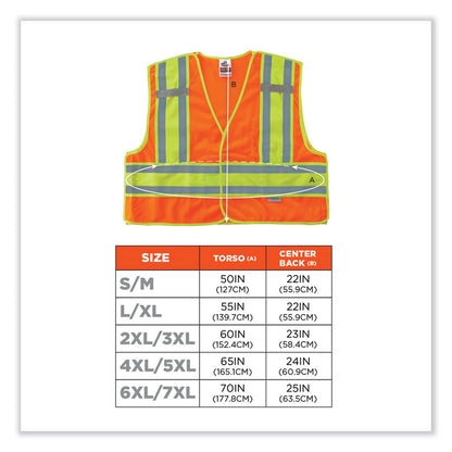GloWear 8245PSV Class 2 Public Safety Vest, Polyester, 4X-Large/5X-Large, Orange