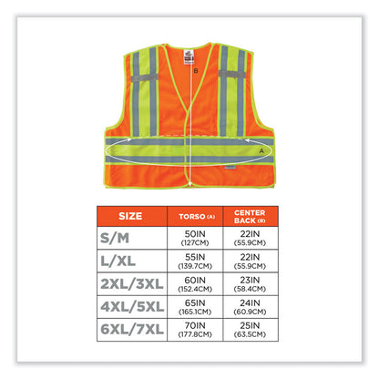 GloWear 8245PSV Class 2 Public Safety Vest, Polyester, Large/X-Large, Orange