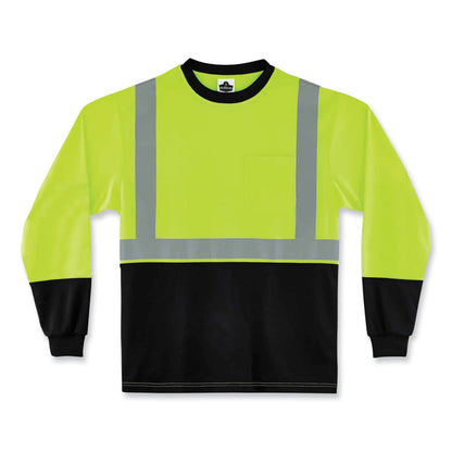GloWear 8291BK Type R Class 2 Black Front Long Sleeve T-Shirt, 2X-Large, Lime