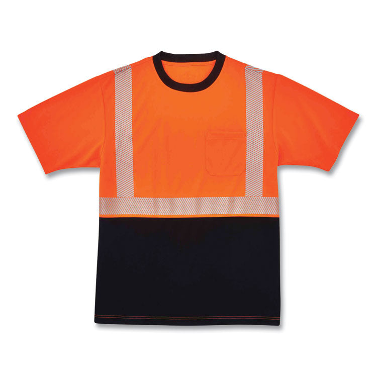 GloWear 8280BK Class 2 Performance T-Shirt with Black Bottom, 4X-Large, Orange
